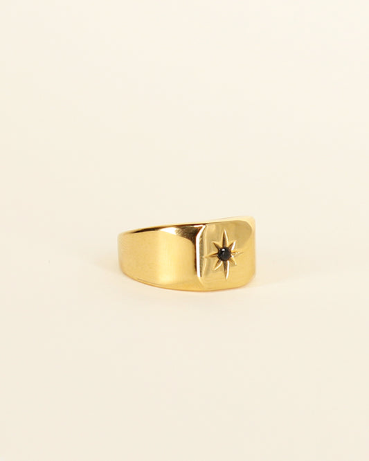 Faith Black Starburst Ring