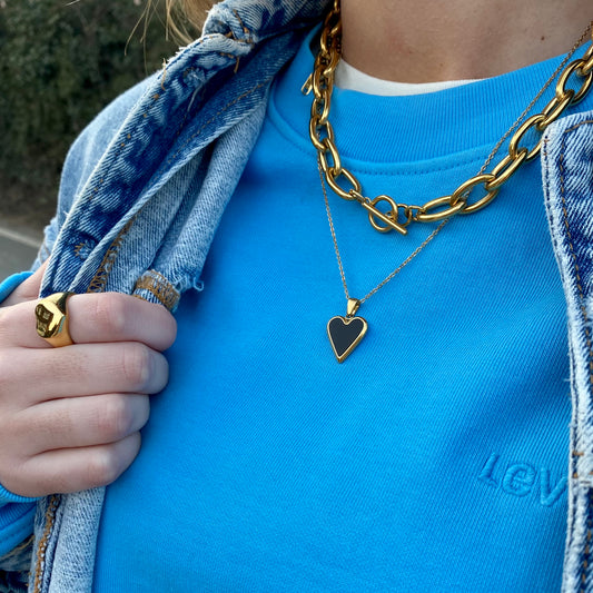 Zelda Black Heart Pendant Necklace